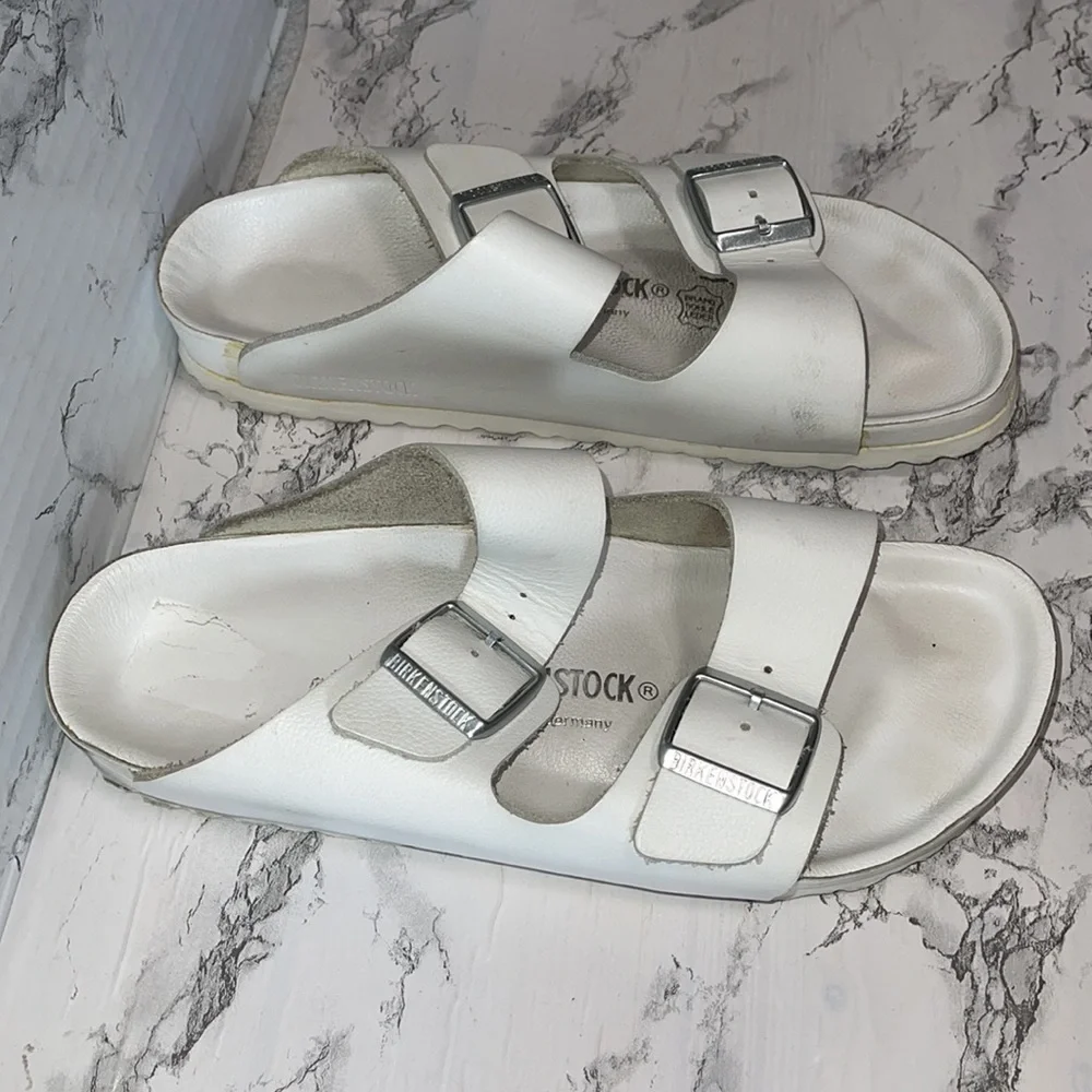 BIRKENSTOCK MONTEREY EXQUISITE WHITE ON WHITE LEATHER SIZE 40 9.5/10 US SIZE - Picture 4 of 9